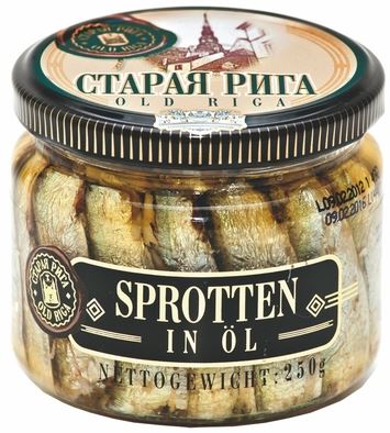SPROTTEN in Öl in Glas,"Old Riga" 250g.
